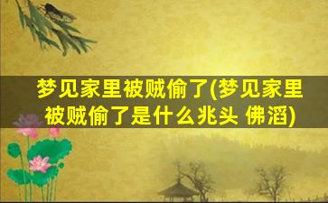 梦见家里被贼偷了(梦见家里被贼偷了是什么兆头 佛滔)